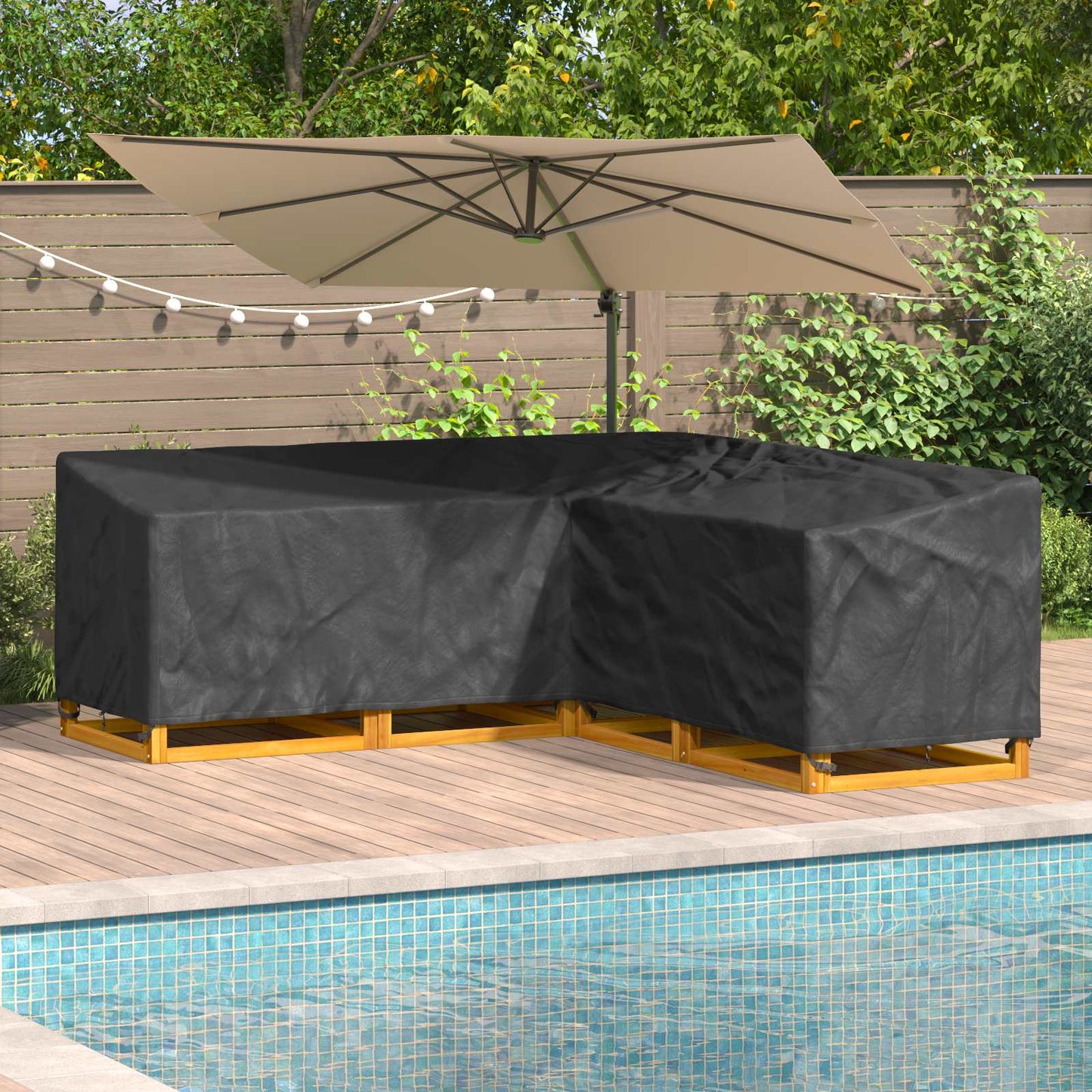 vidaXL Κάλυμμα επίπλων Μαύρο 220 x 220 x 80 εκ. Ύφασμα Oxford 420D