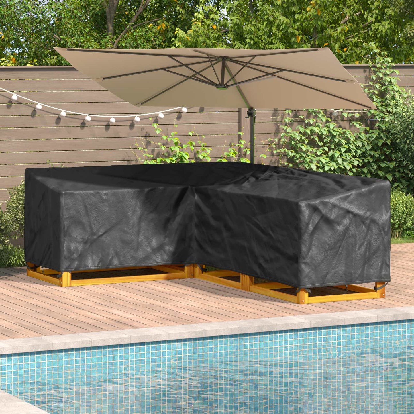 vidaXL Κάλυμμα επίπλων Μαύρο 260 x 210 x 80 cm Ύφασμα Oxford 420D
