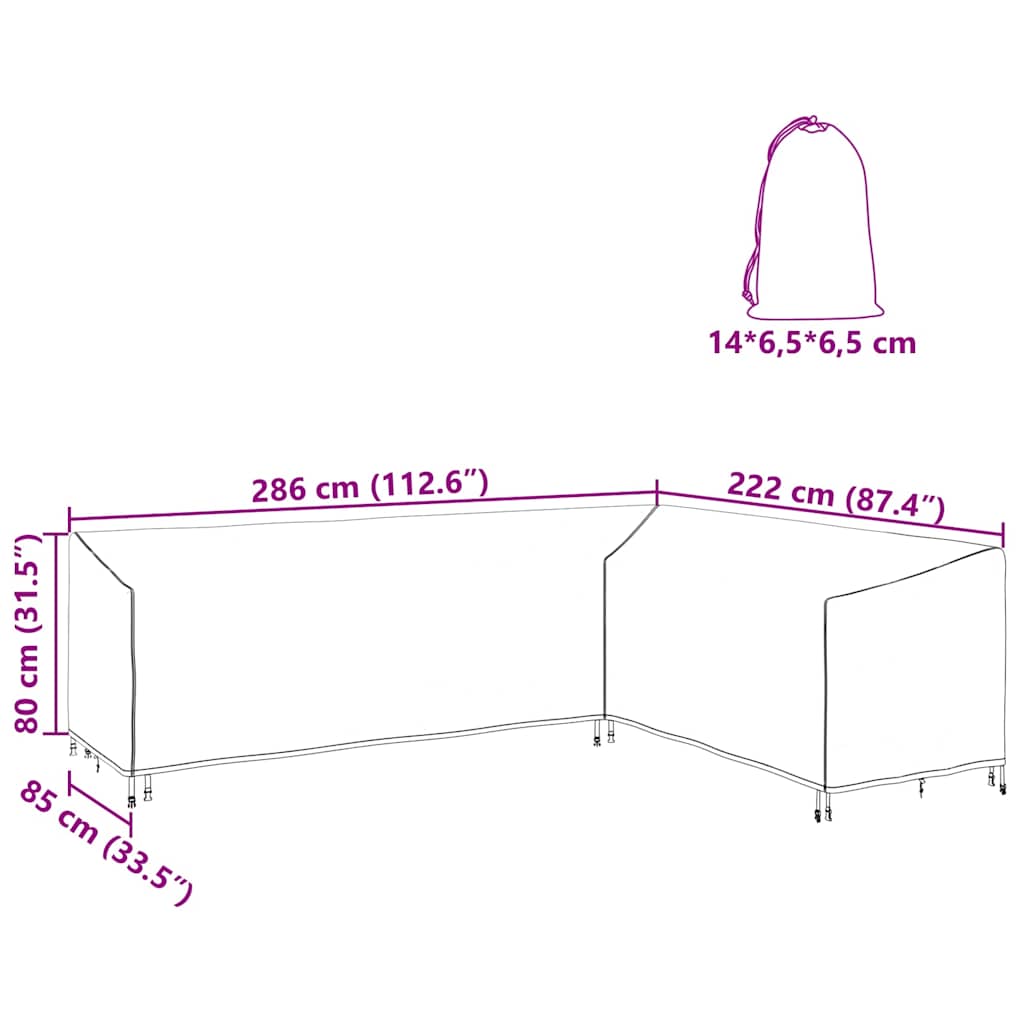 vidaXL Κάλυμμα Επίπλων Εξωτερικού Χώρου 286 x 222 x 80 εκ. Ύφασμα 210D