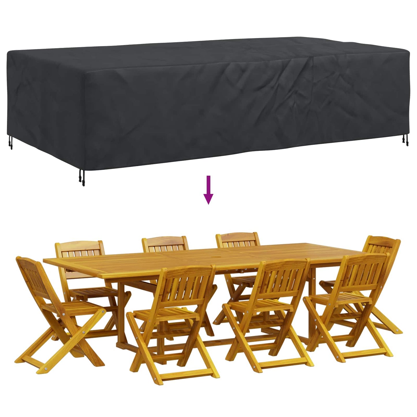 vidaXL Κάλυμμα επίπλων Μονόχρωμο Μαύρο 315 x 180 x 74 cm 420D