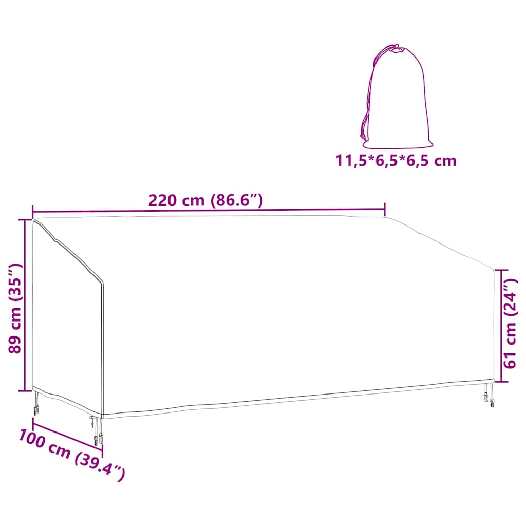 vidaXL Κάλυμμα Επίπλων Εξωτερικού Χώρου 220 x 100 x 89 εκ