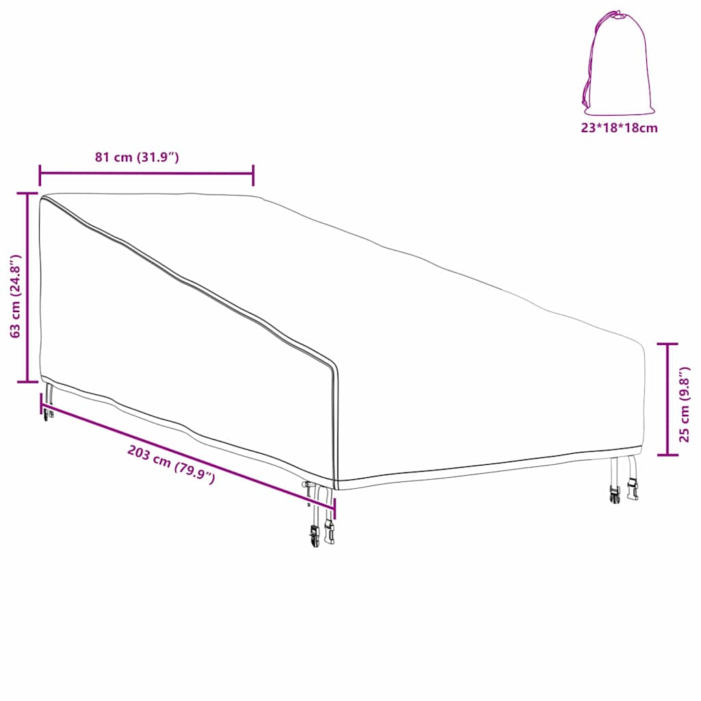 vidaXL Κάλυμμα Επίπλων Εξωτερικού Χώρου 203 x 81 x 63 εκ.