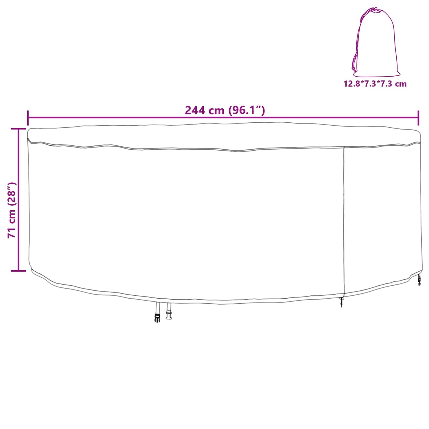 vidaXL Κάλυμμα επίπλων 244 x 244 x 71 εκ. Υφασμα Oxford 210D Γύρος