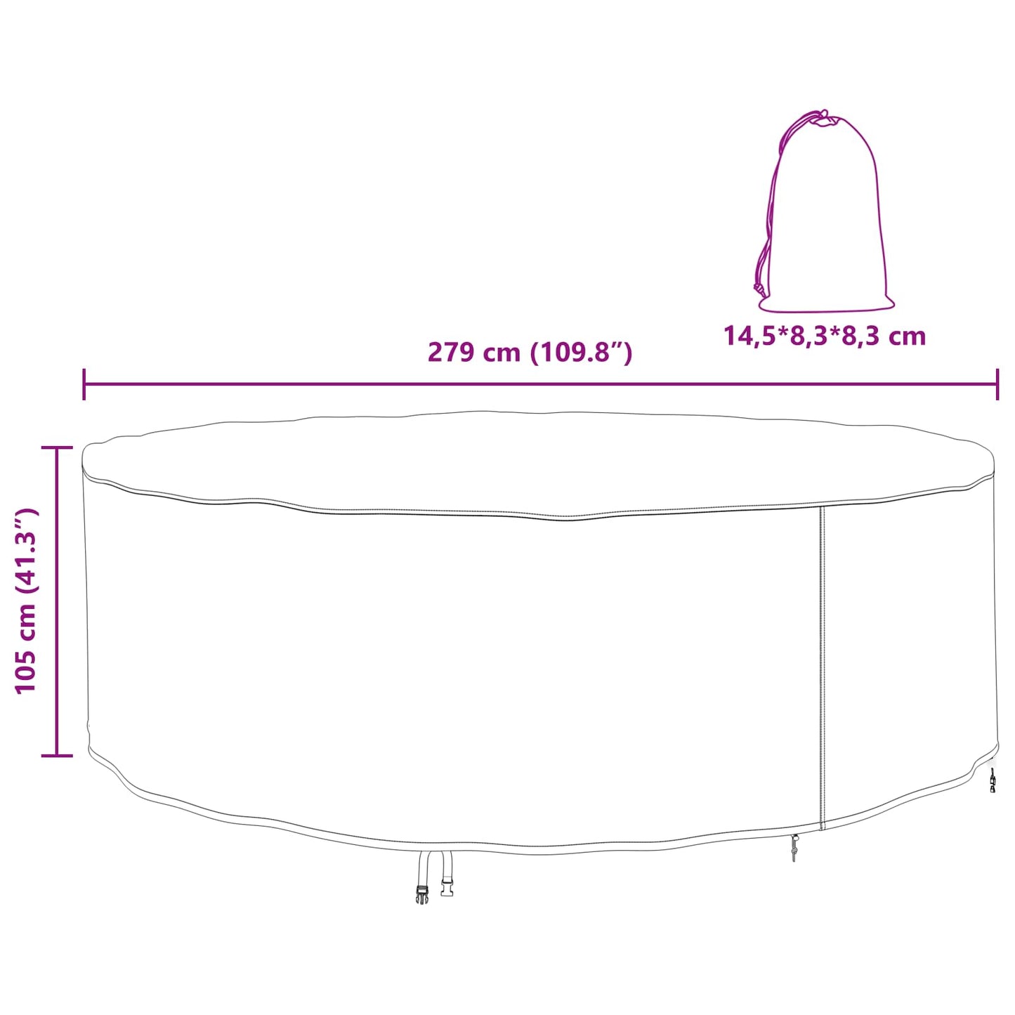 vidaXL Κάλυμμα επίπλων 279 x 279 x 105 εκ. Ύφασμα Oxford 420D Γύρος
