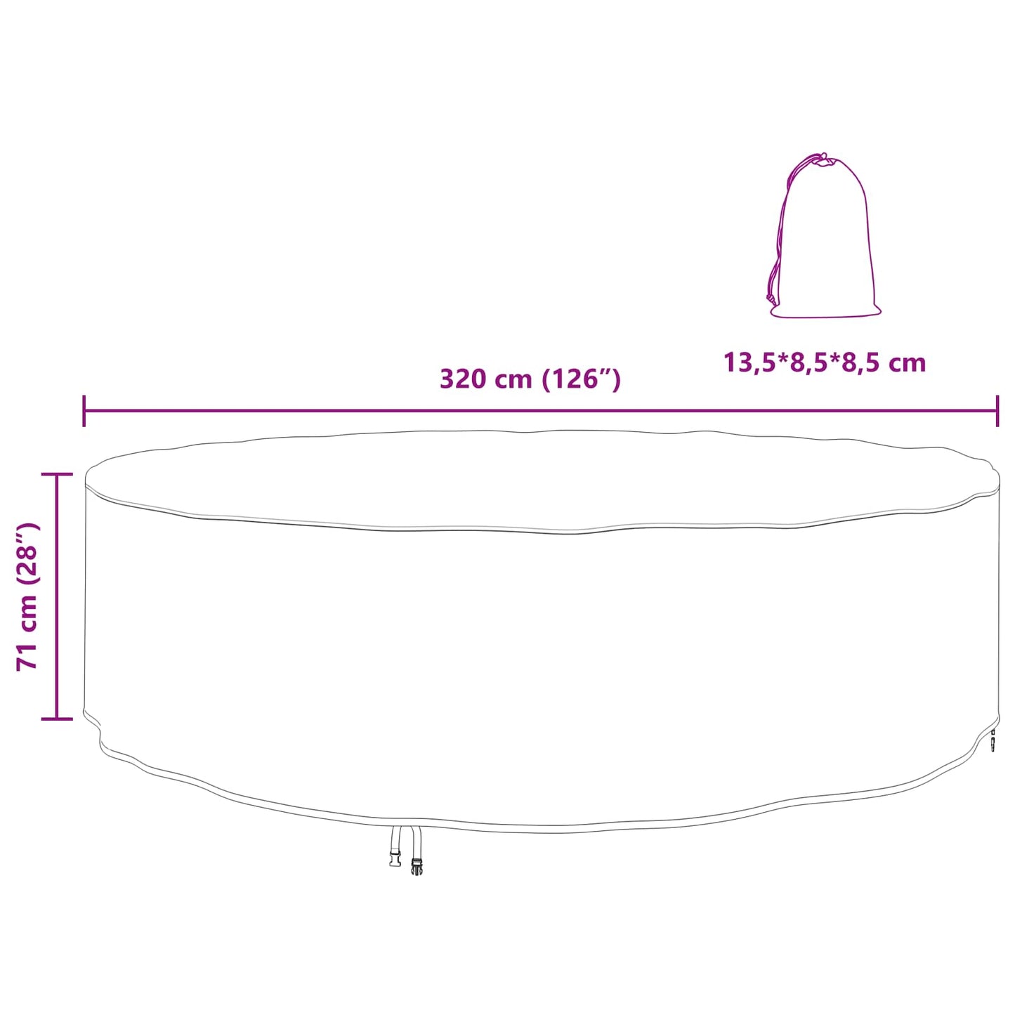 vidaXL Κάλυμμα επίπλων 320 x 320 x 71 εκ. Ύφασμα Oxford 600D Γύρος