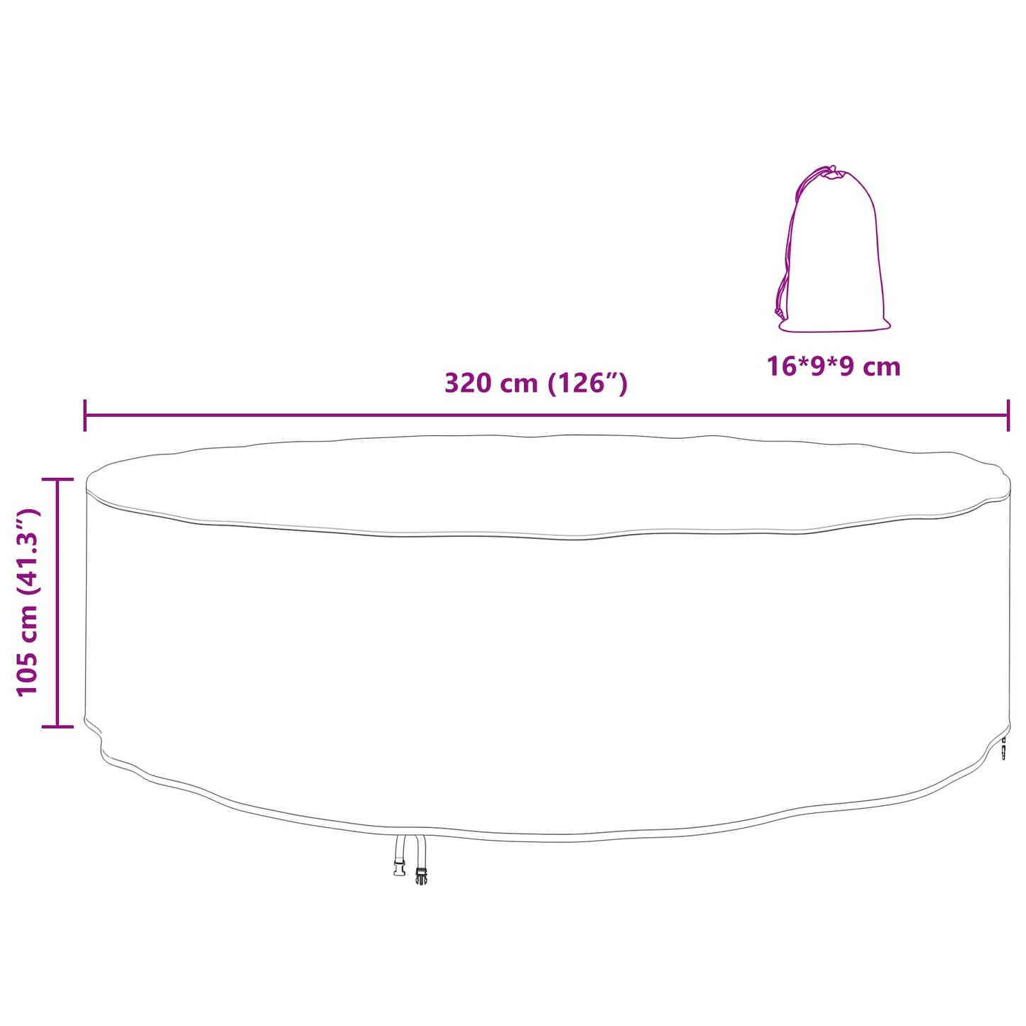 vidaXL Κάλυμμα επίπλων εξωτερικού χώρου 320 x 320 x 105 εκ.