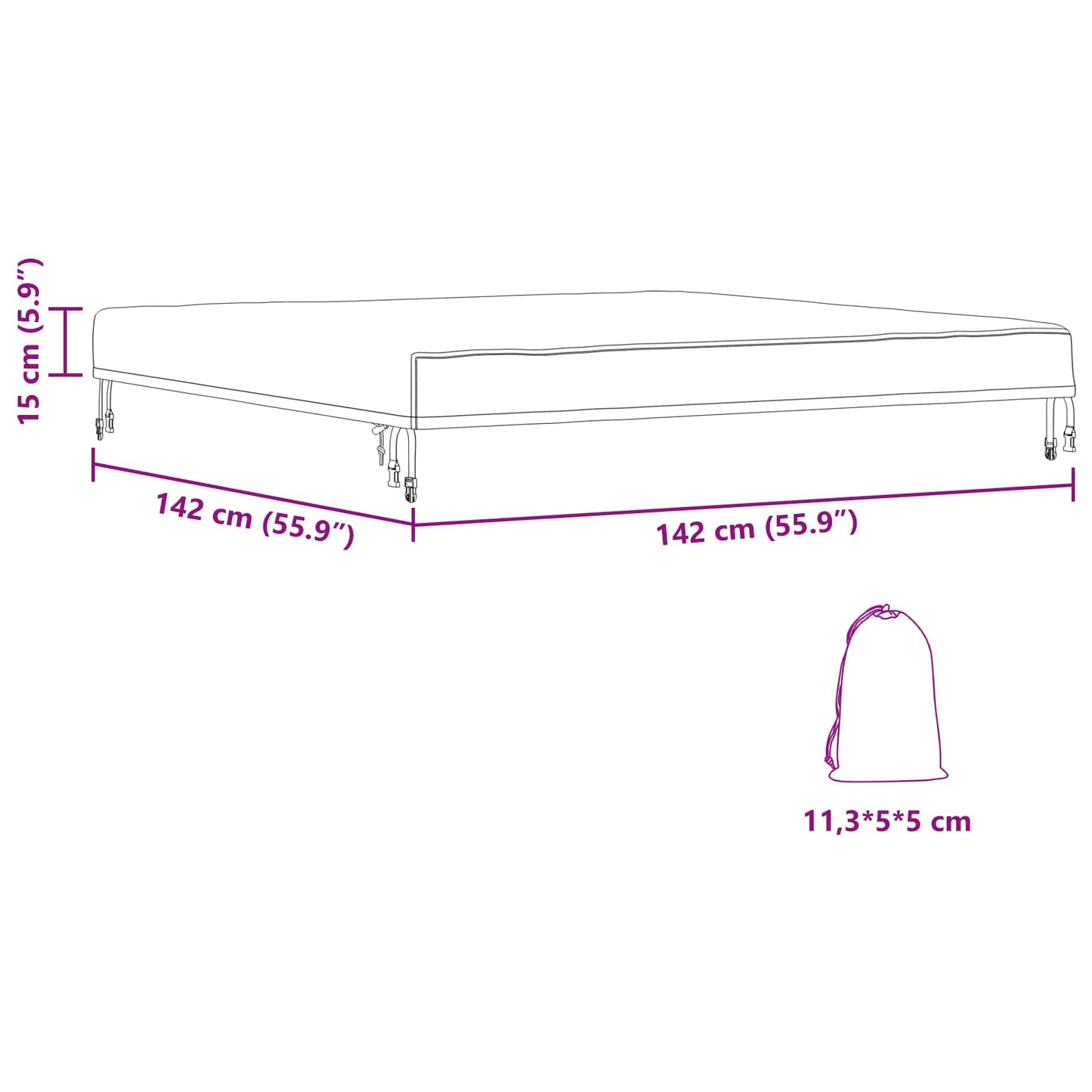 vidaXL Κάλυμμα Επίπλων Εξωτερικού Χώρου 142 x 142 x 15 εκ