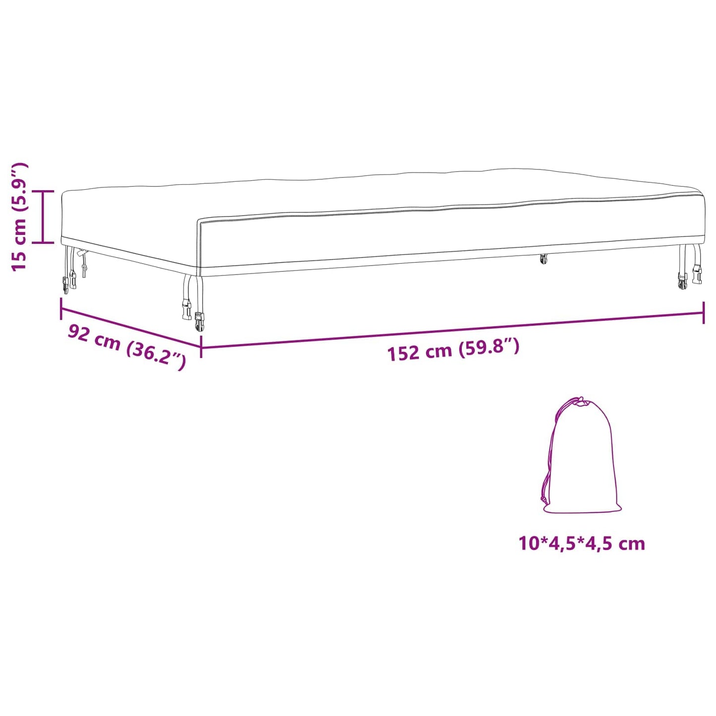 vidaXL Κάλυμμα επίπλων εξωτερικού χώρου 152 x 92 x 15 εκ.