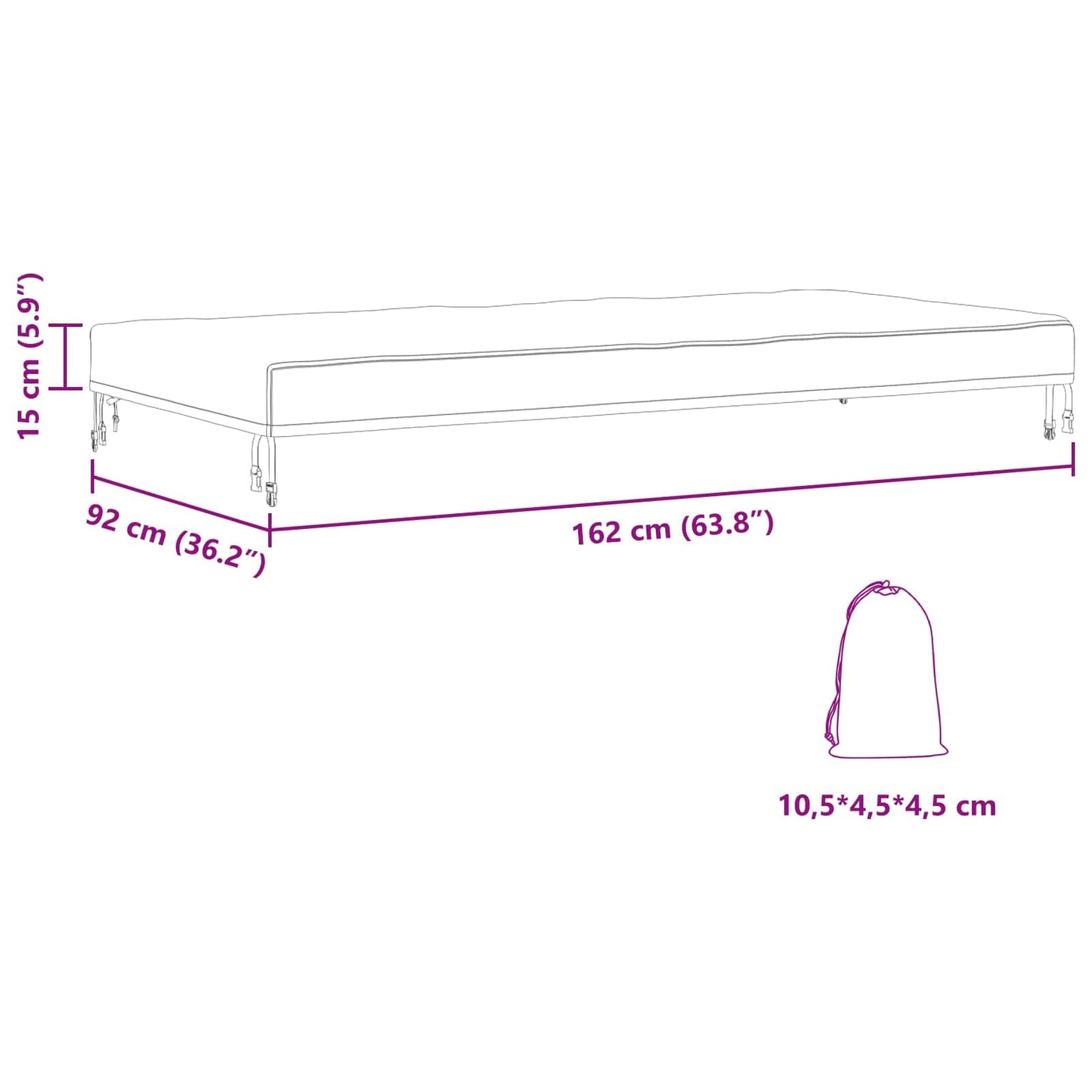 vidaXL Κάλυμμα επίπλων εξωτερικού χώρου 162 x 92 x 15 εκ.