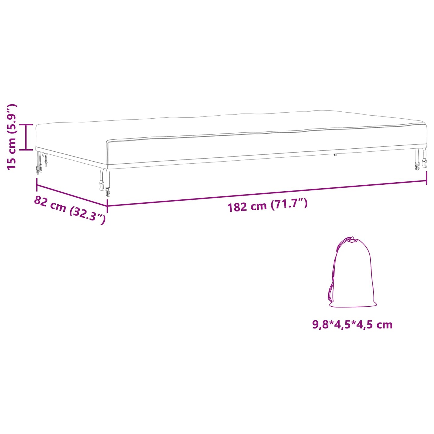 vidaXL Κάλυμμα επίπλων εξωτερικού χώρου 182 x 82 x 15 εκ.