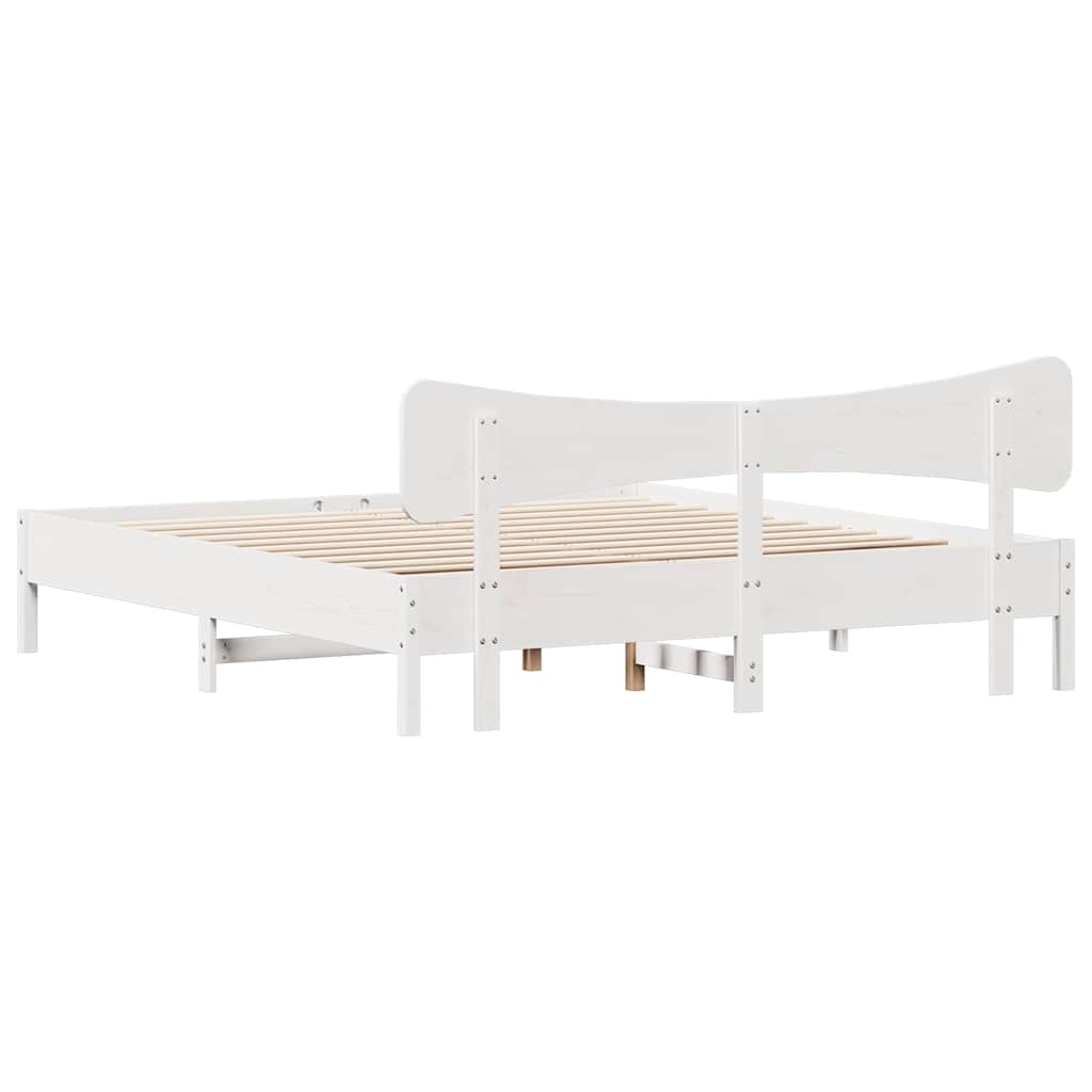 vidaXL Σκελετός Κρεβ. Χωρίς Στρώμα Λευκό 180x200 εκ Μασίφ Πεύκο