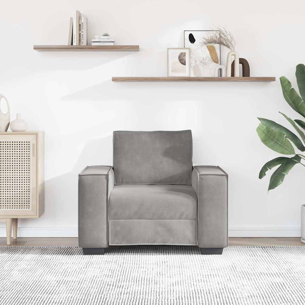 vidaXL Πολυθρόνα Ανοιχτό Γκρι Βελούδινη 100 x 78 x 84 εκ.