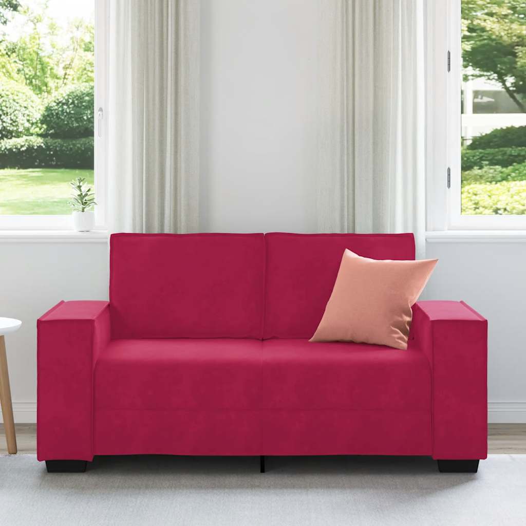 vidaXL Διθέσιος Καναπές Κόκκινος Βελούδος 160x78x84 εκ.