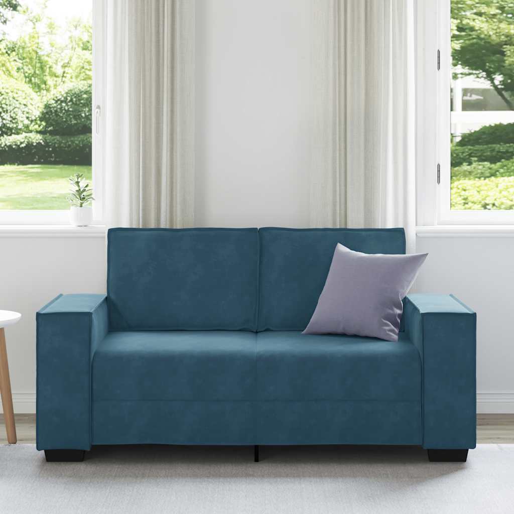 vidaXL Διθέσιος Καναπές Μπλε Βελούδινος 160x78x84 εκ.