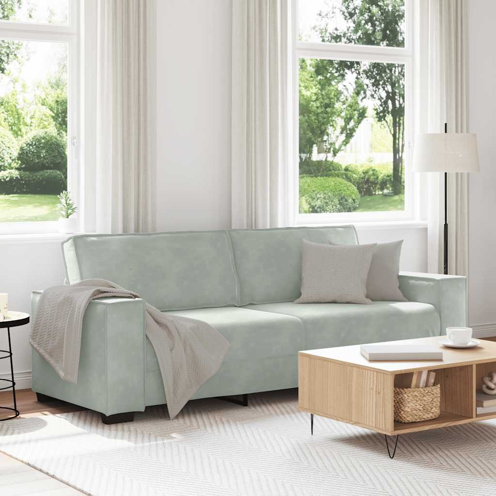 vidaXL Τριθέσιος Καναπές Ανοιχτό Γκρι 220x78x84 εκ. Βελούδο
