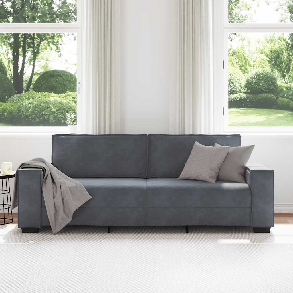 vidaXL Τριθέσιος Καναπές Σκούρο Γκρι 220x78x84 εκ. Βελούδο