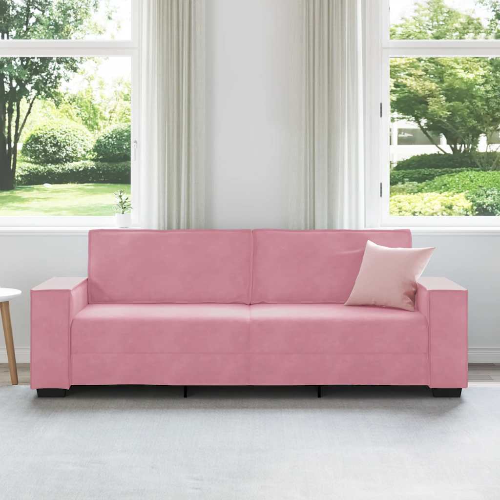 vidaXL Τριθέσιος Καναπές Ροζ Βελούδινος 220x78x84 εκ.