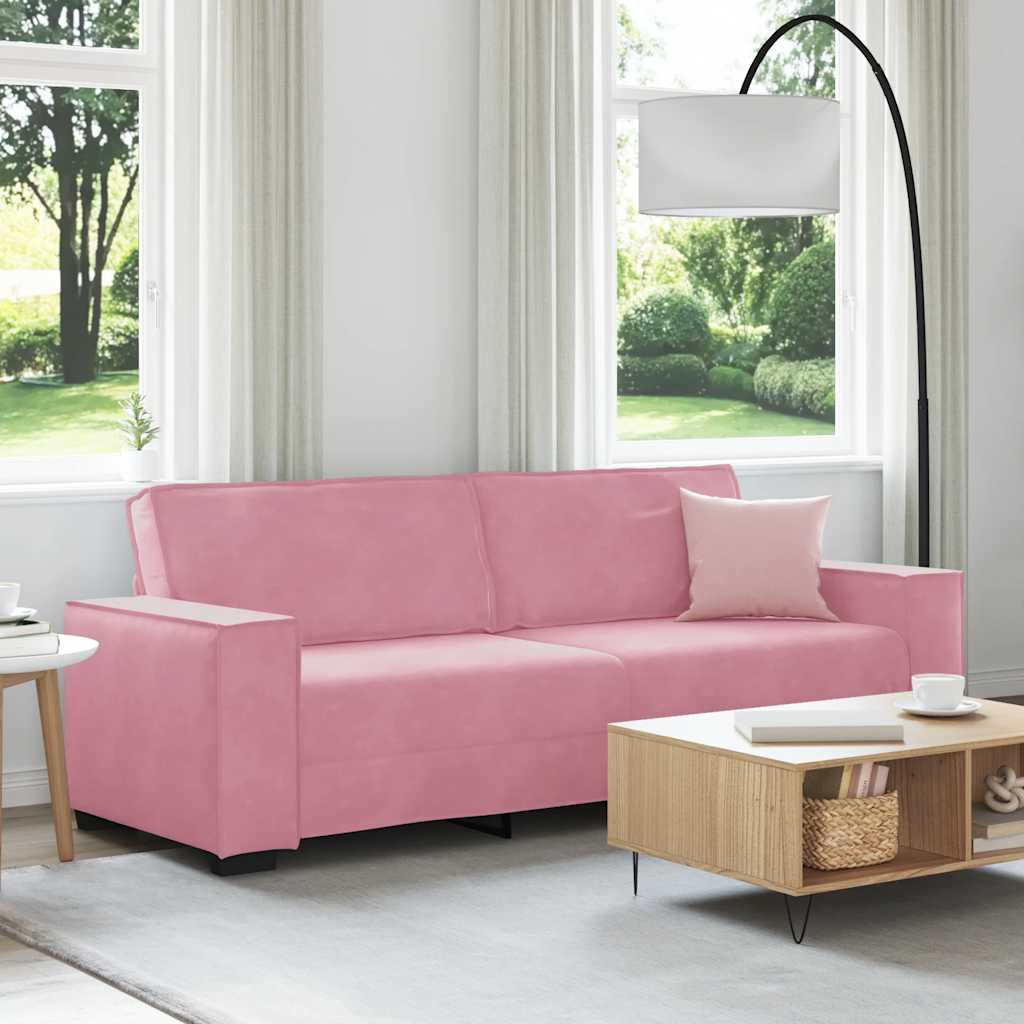 vidaXL Τριθέσιος Καναπές Ροζ Βελούδινος 220x78x84 εκ.