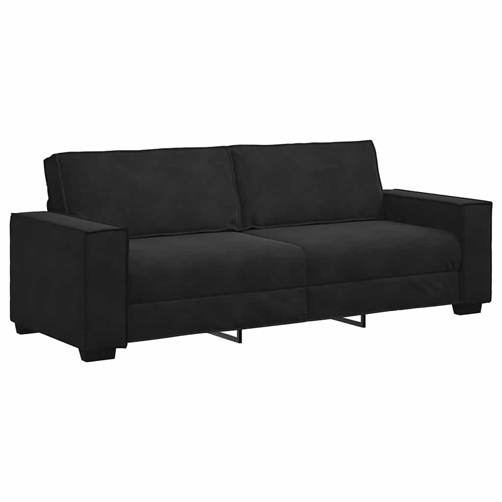 vidaXL Τριθέσιος Καναπές Μαύρος Βελούδινος 220x78x84 εκ.