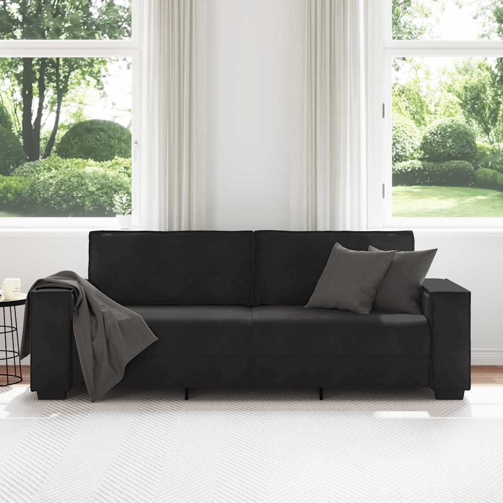 vidaXL Τριθέσιος Καναπές Μαύρος Βελούδινος 220x78x84 εκ.