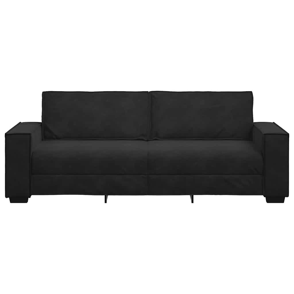 vidaXL Τριθέσιος Καναπές Μαύρος Βελούδινος 220x78x84 εκ.