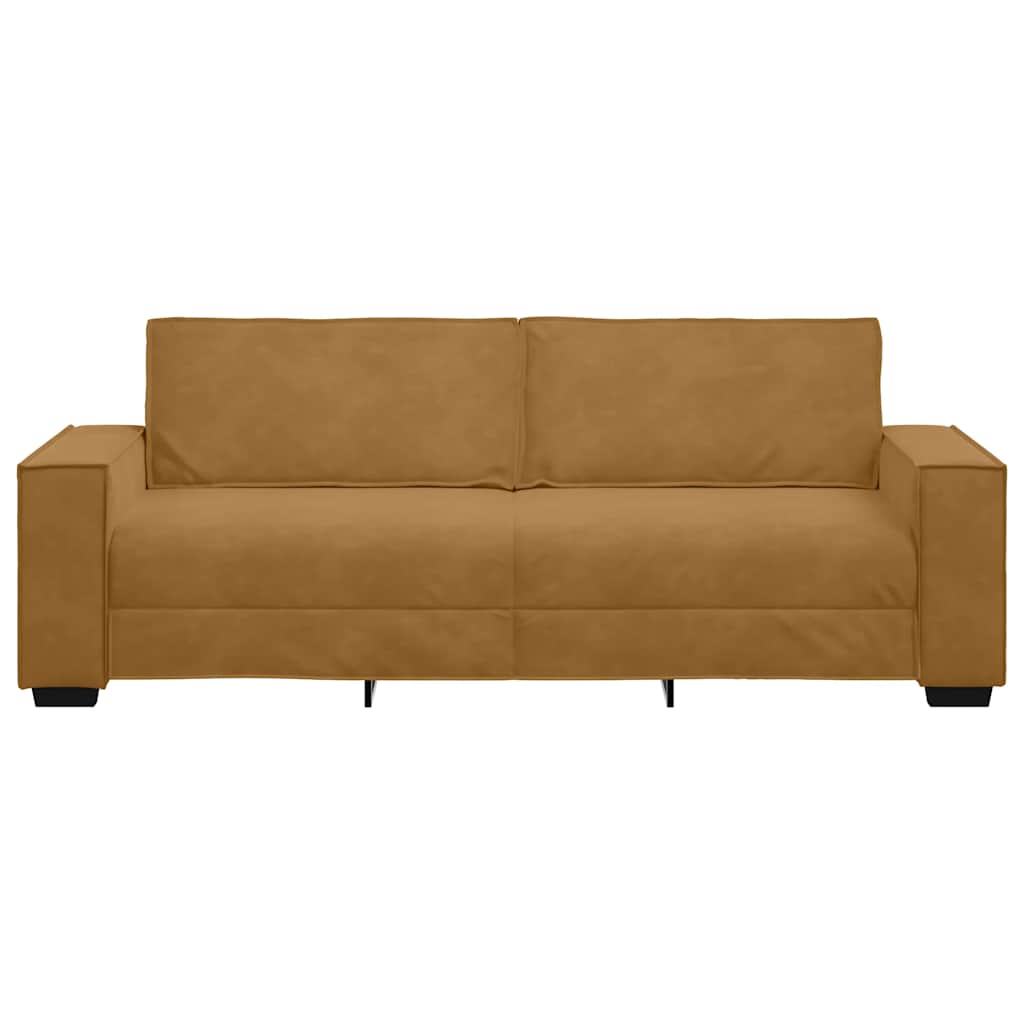 vidaXL Τριθέσιος Καναπές Καφέ Βελούδινος 220x78x84 εκ.