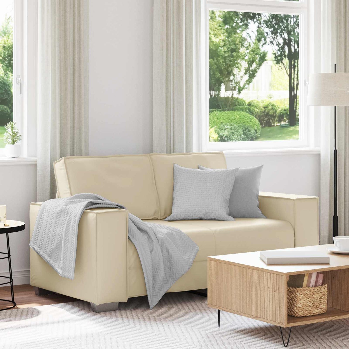 vidaXL Διθέσιος καναπές Κρεμ 160 cm Τεχνητό Δέρμα