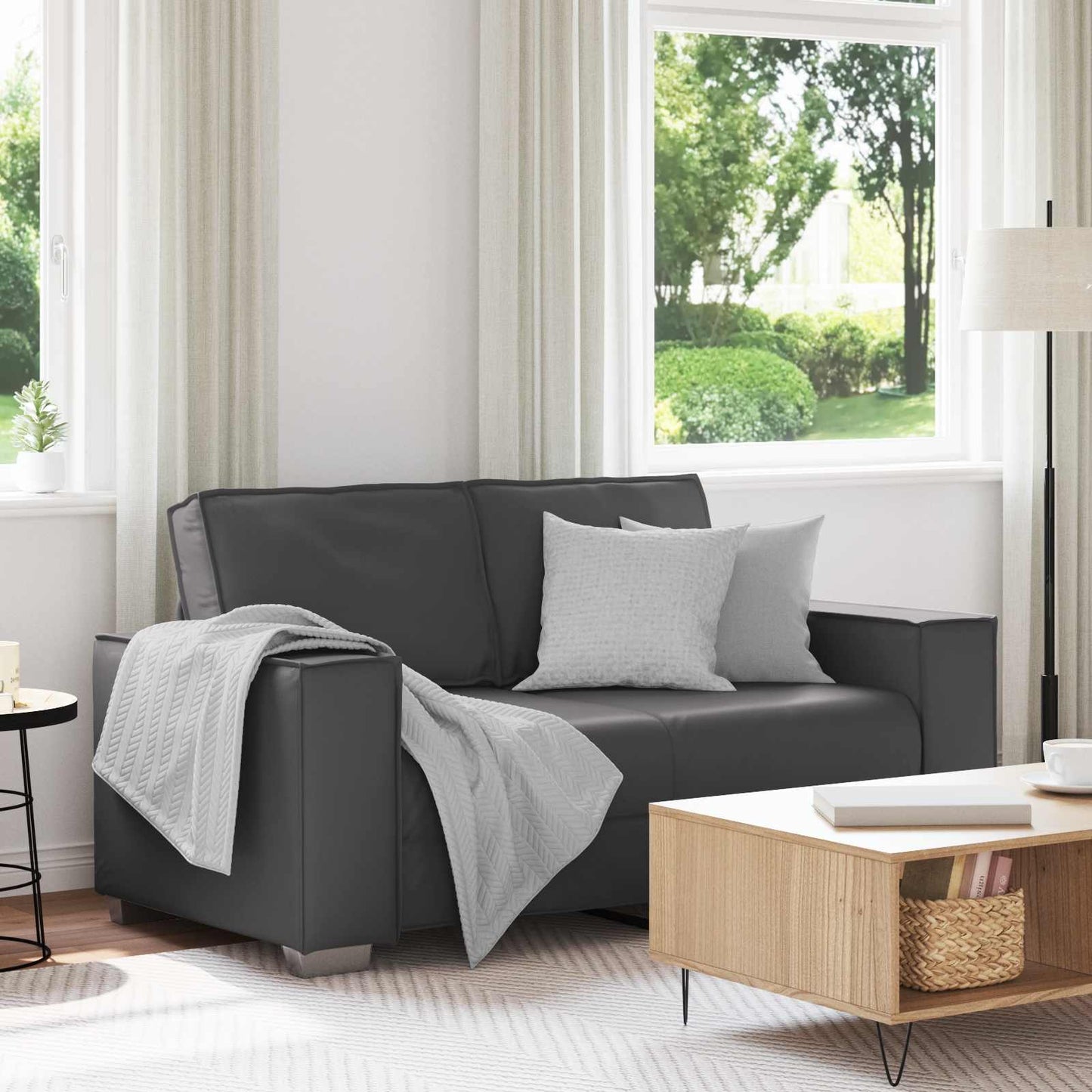 vidaXL Διθέσιος καναπές Γκρι 160 cm Τεχνητό Δέρμα
