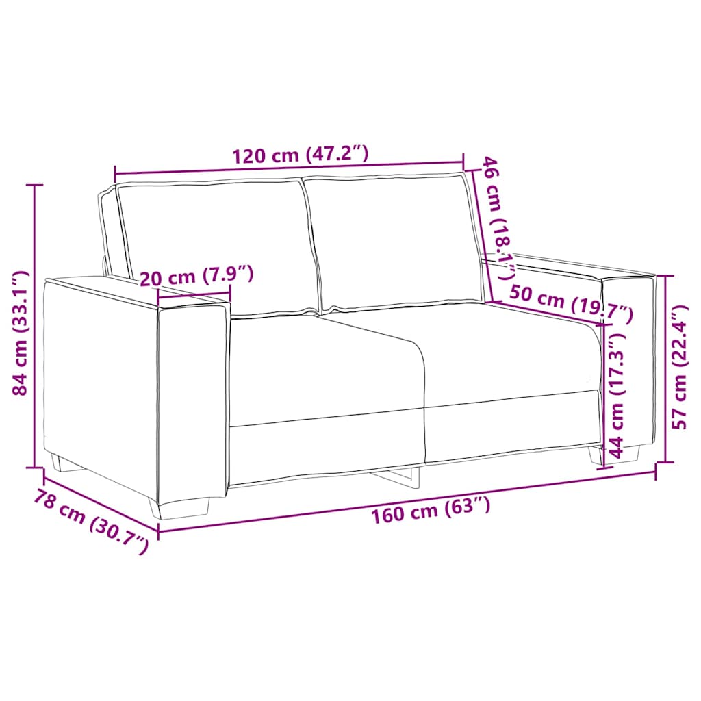 vidaXL Διθέσιος καναπές Κόκκινο 160 cm Τεχνητό Δέρμα