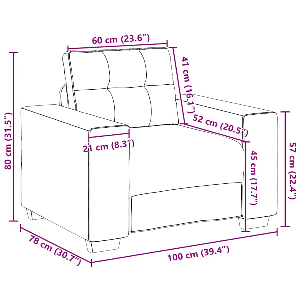 vidaXL Πολυθρόνα-Καναπέ-Μπεζ 100x78x80 εκ. Ύφασμα