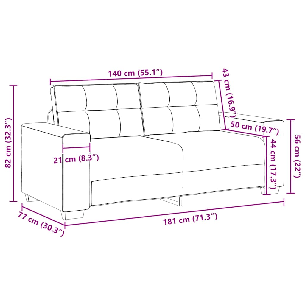 vidaXL Καναπές-Διθέσιος Σκούρο Γκρι 180 x 77 x 82 εκ. Ύφασμα