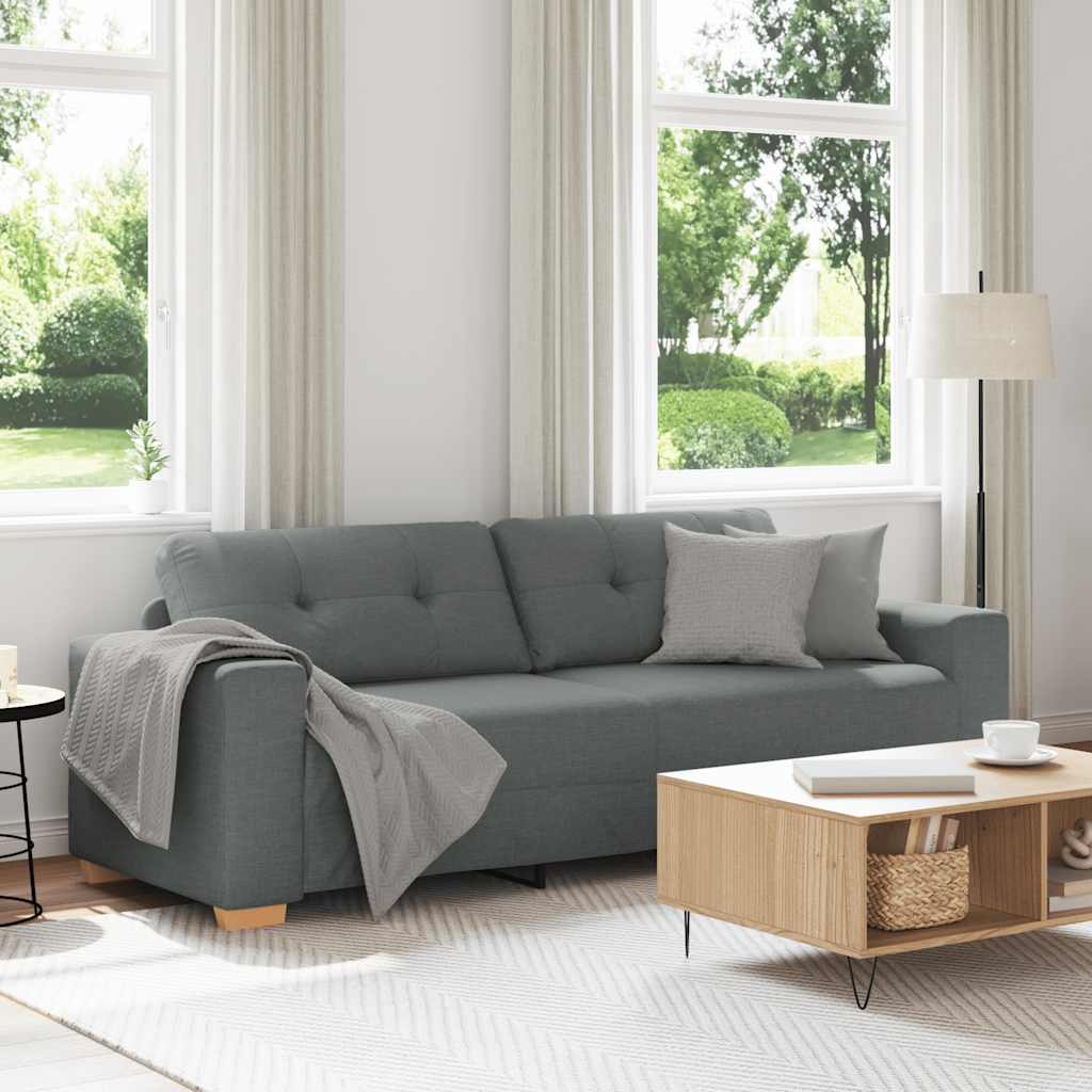 vidaXL Τριθέσιος Καναπές Σκούρο Γκρι 220x78x80 εκ. Ύφασμα