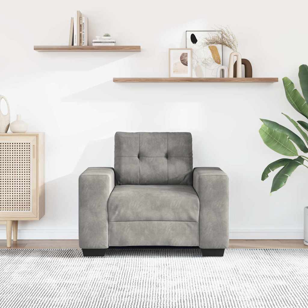 vidaXL Πολυθρόνα Ανοιχτό Γκρι Βελούδινη 100 x 78 x 80 εκ.