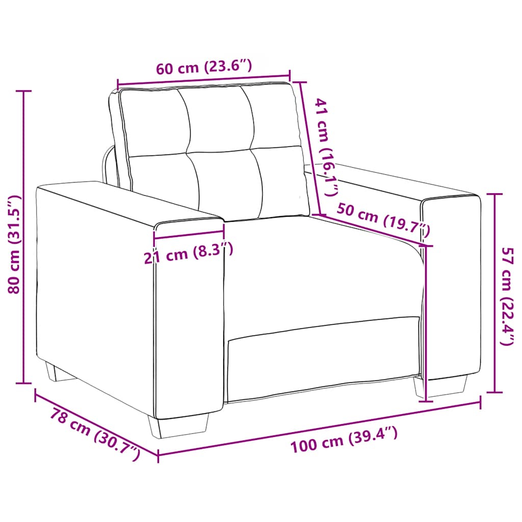 vidaXL Πολυθρόνα Σκούρο Γκρι Βελούδινη 100 x 78 x 80 εκ.
