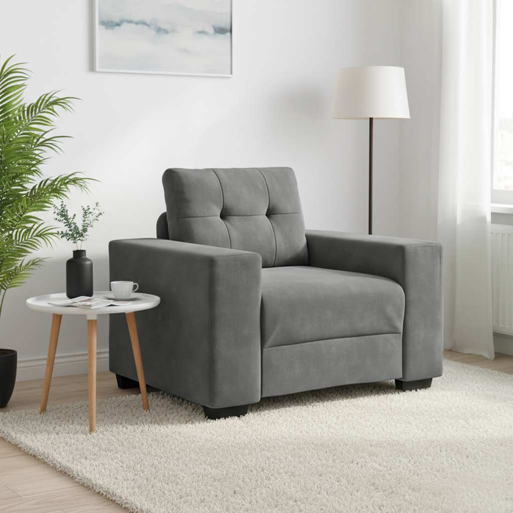 vidaXL Πολυθρόνα Σκούρο Γκρι Βελούδινη 100 x 78 x 80 εκ.
