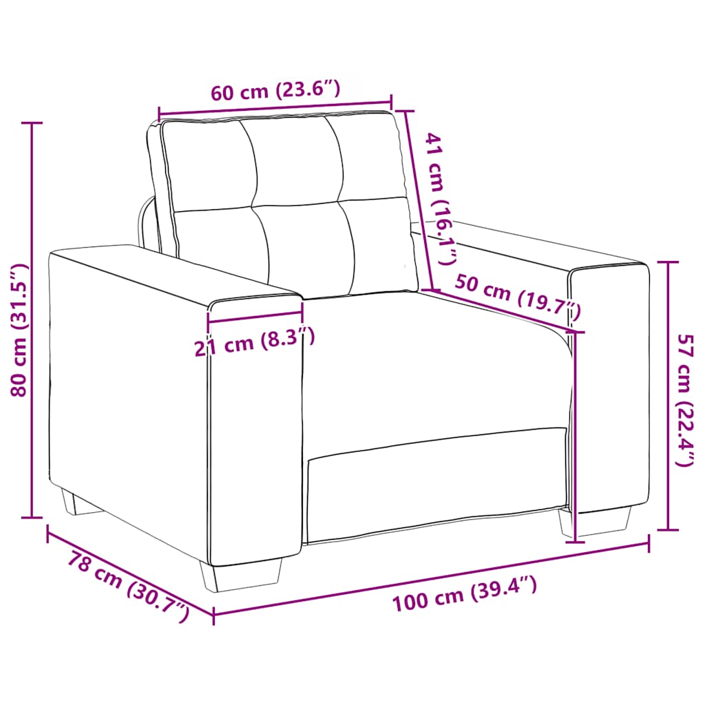 vidaXL Πολυθρόνα Μαύρη Βελούδινη 100x78x80 εκ.