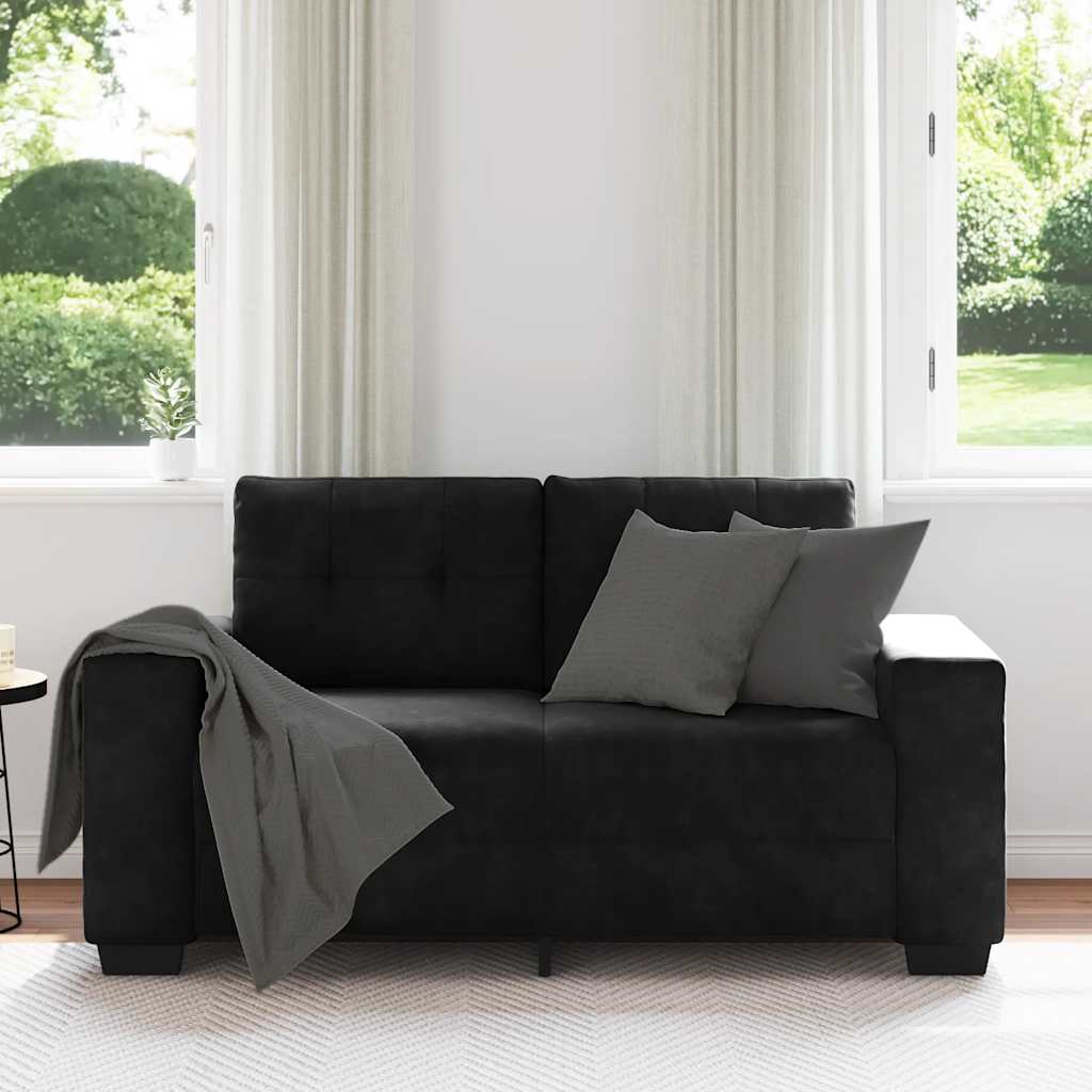 vidaXL Καναπές Διθέσιος Μαύρος Βελούδινος 160 x 77 x 82 εκ.