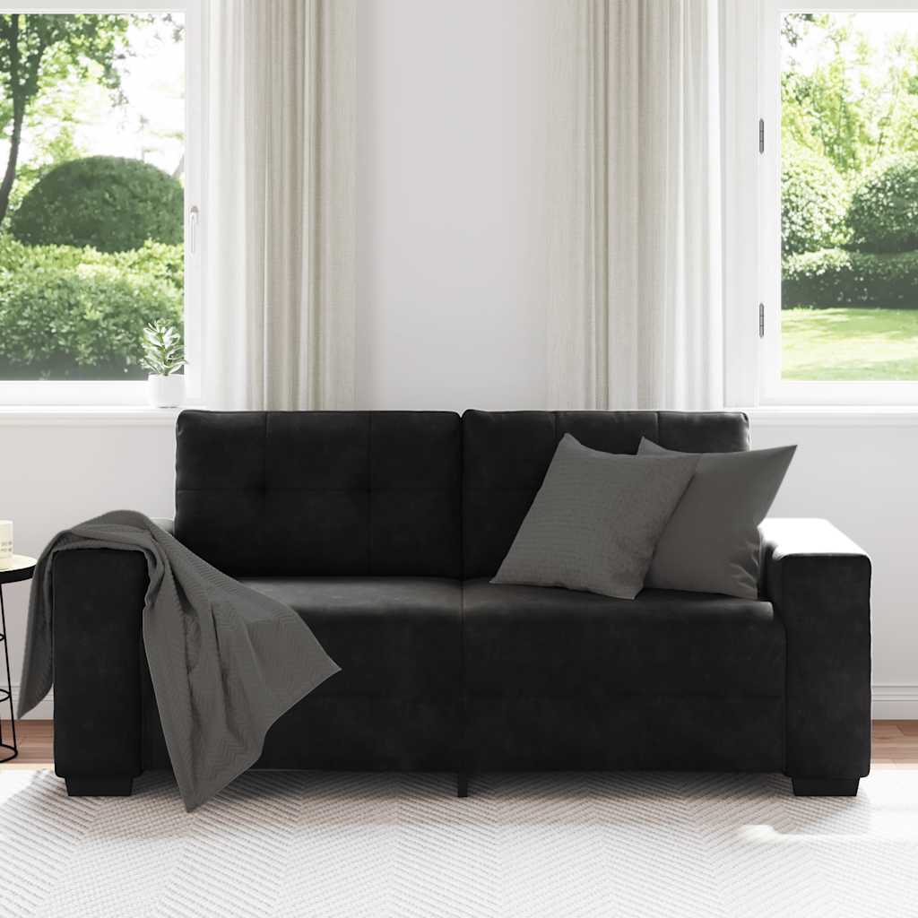 vidaXL Καναπές Διθέσιος Μαύρος Βελούδινος 180 x 77 x 82 εκ.