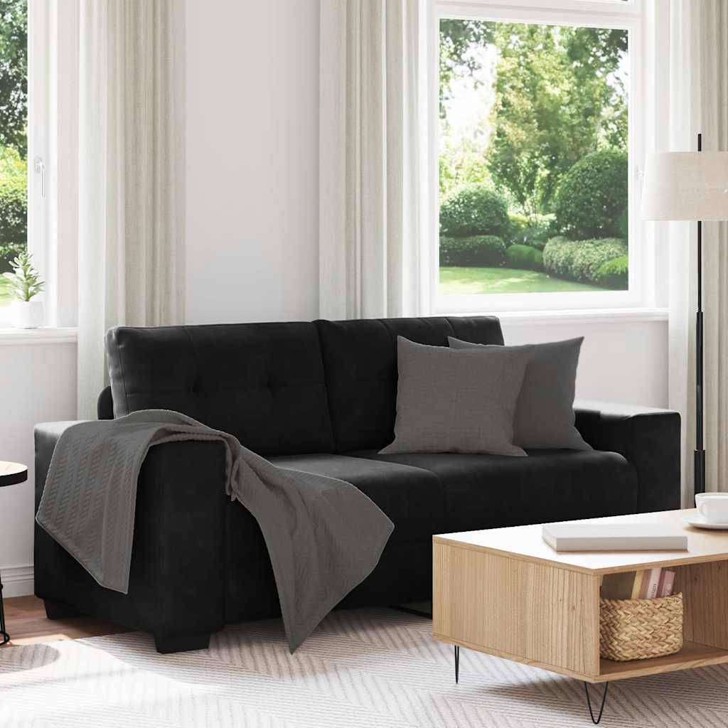 vidaXL Καναπές Διθέσιος Μαύρος Βελούδινος 180 x 77 x 82 εκ.