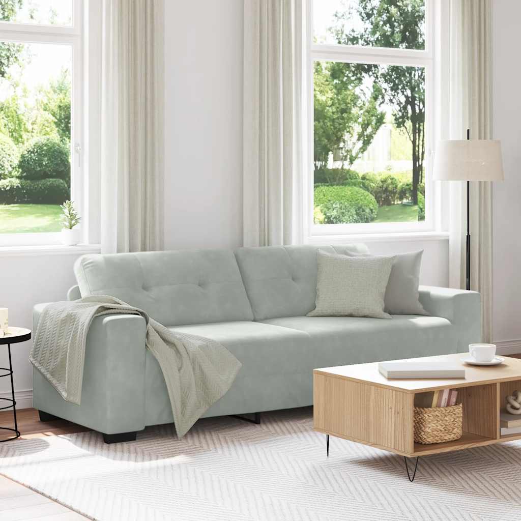 vidaXL Τριθέσιος Καναπές Ανοιχτό Γκρι 220x78x80 εκ. Βελούδο