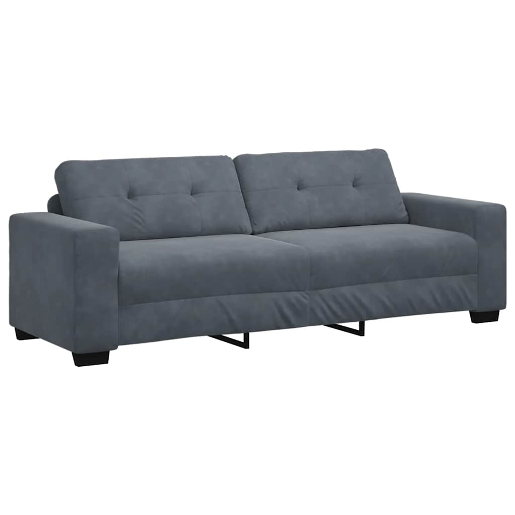 vidaXL Τριθέσιος Καναπές Σκούρο Γκρι 220x78x80 εκ. Βελούδο