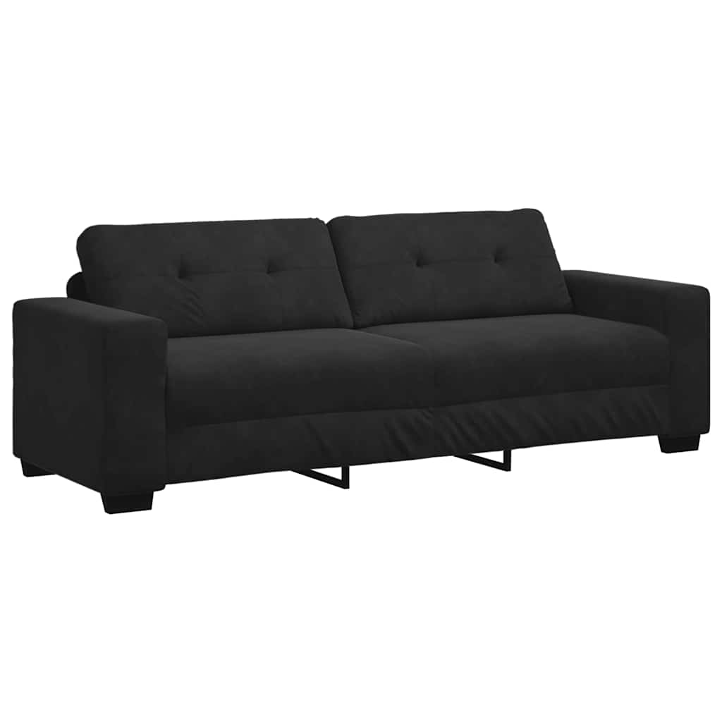 vidaXL Τριθέσιος Καναπές Μαύρος Βελούδινος 220x78x80 εκ.