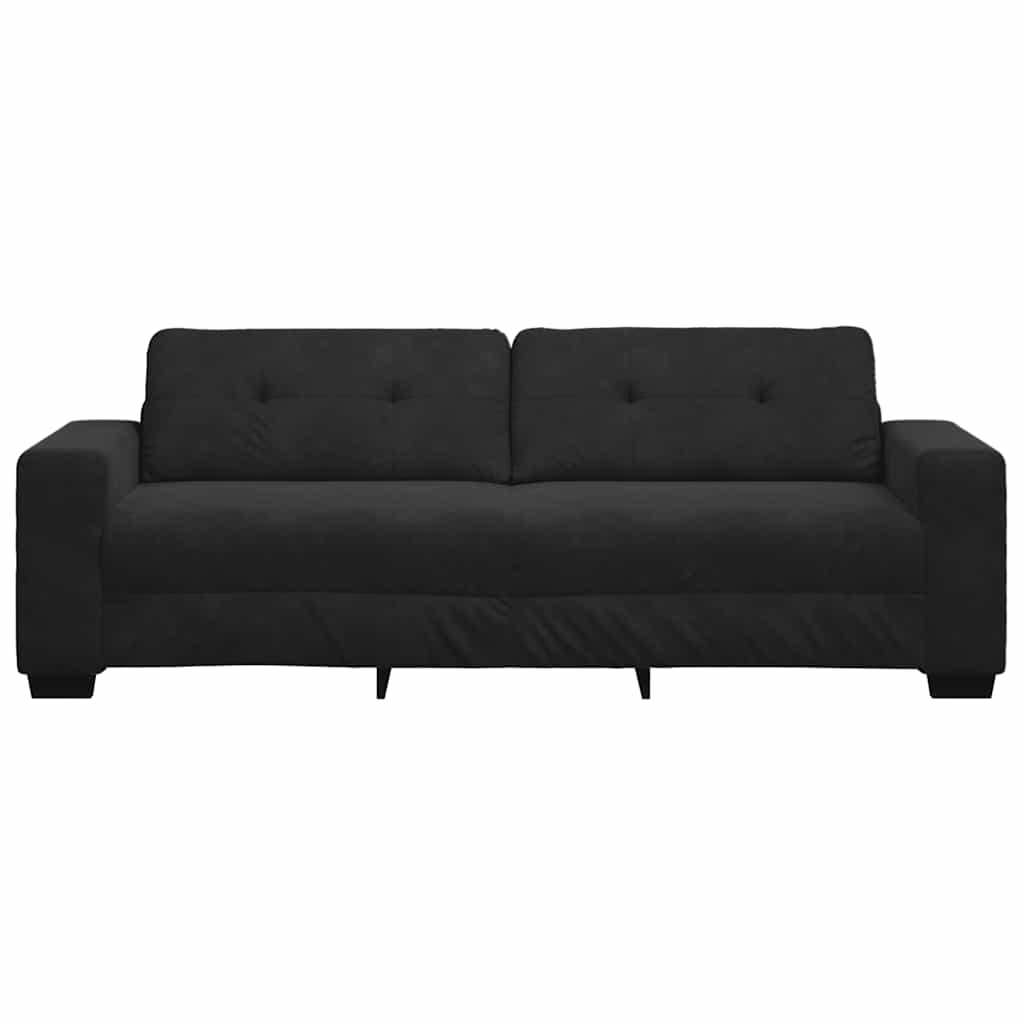 vidaXL Τριθέσιος Καναπές Μαύρος Βελούδινος 220x78x80 εκ.