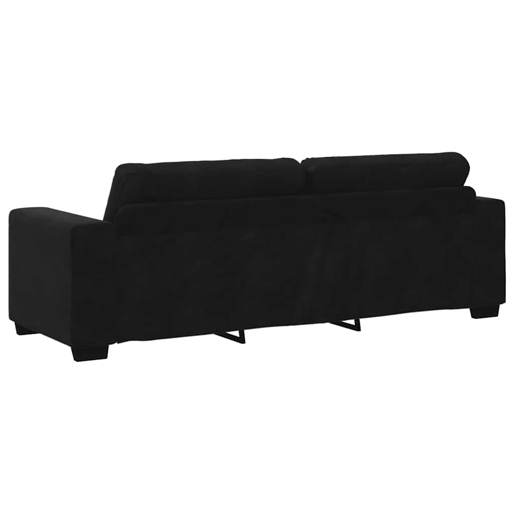 vidaXL Τριθέσιος Καναπές Μαύρος Βελούδινος 220x78x80 εκ.