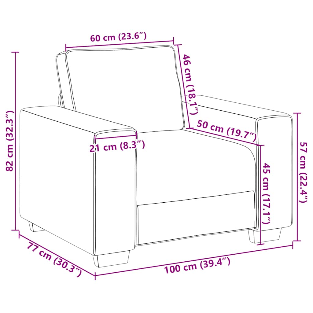 vidaXL Καναπές-Καρέκλα Μπεζ 100x77x82 εκ. Ύφασμα