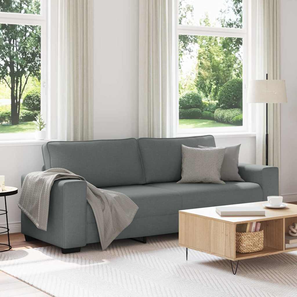 vidaXL Τριθέσιος Καναπές Σκούρο Γκρι 220x77x82 εκ. Ύφασμα