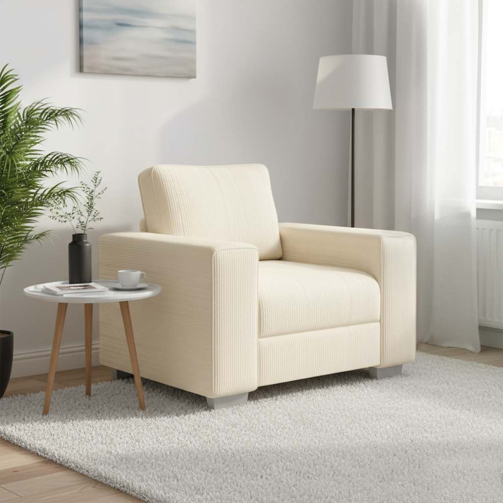 vidaXL Καναπές-Καρέκλα Μπεζ Ύφασμα Κοτλέ 100x77x82 εκ.