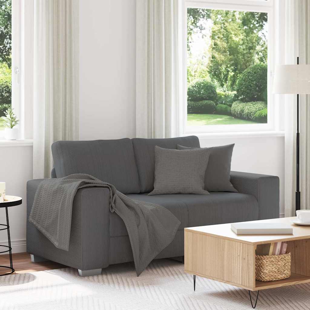 vidaXL Διθέσιος Καναπές-Σέτ Σκούρο Γκρι 160 x 77 x 82 εκ. από Ύφασμα Κοτλέ