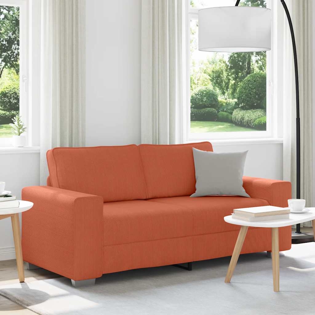 vidaXL Καναπές Διθέσιος Κόκκινος Πορτοκαλί 180 x 77 x 82 εκ. από Ύφασμα Κοτλέ
