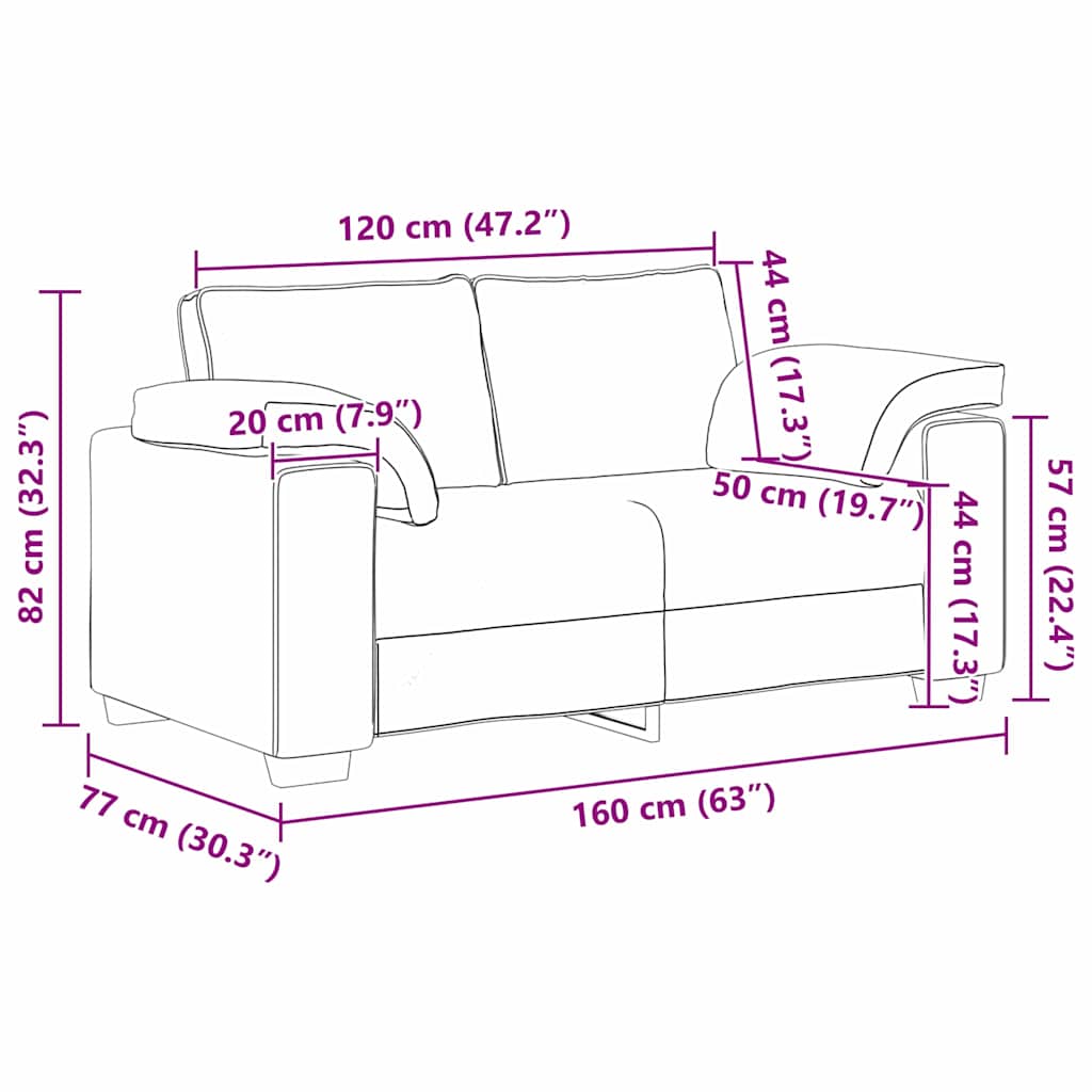 vidaXL Διθέσιος καναπές Καφέ 160 cm ύφασμα